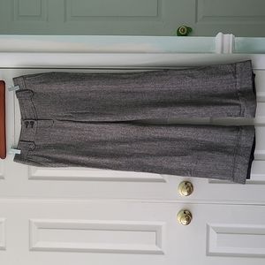 Wide leg herringbone wool blend pants